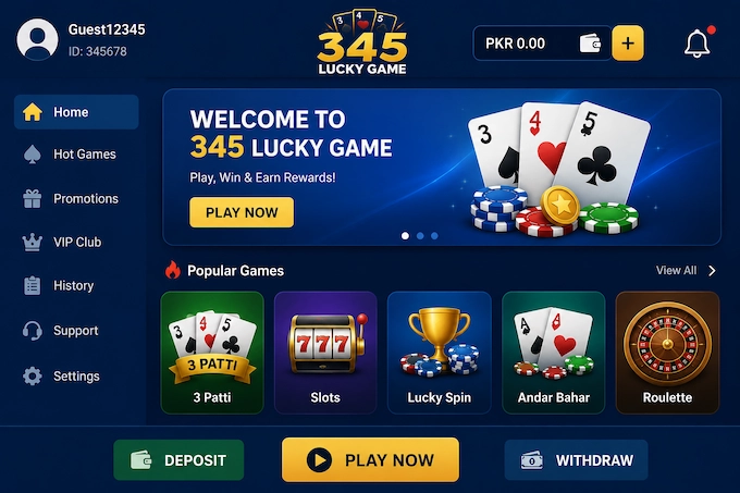 345 Lucky Game Interface